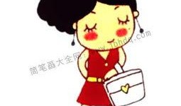 吃瓜小阿姨简笔画,描绘生活百态